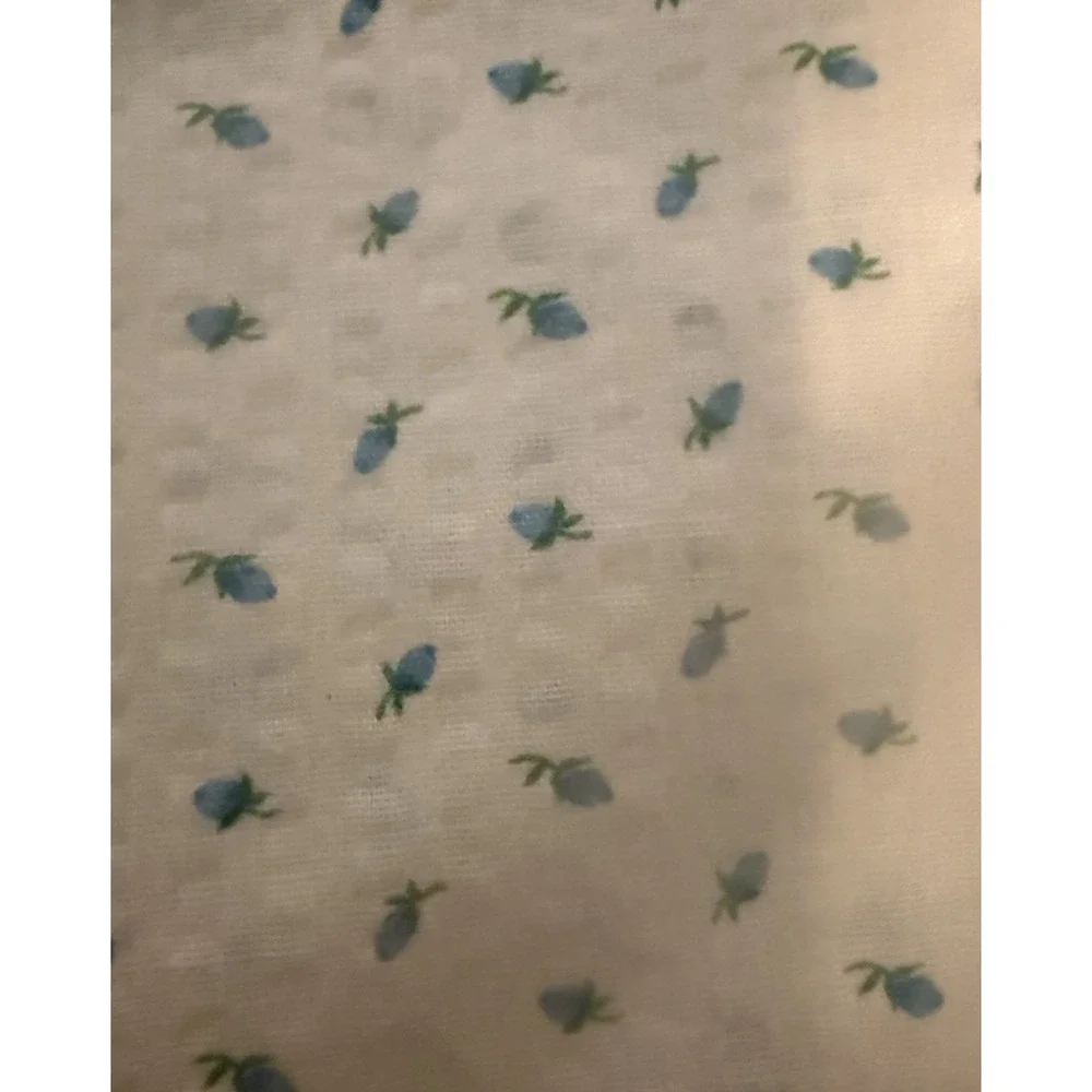 Vintage Baby Blanket Lace Trim Blue White Floral Like Weight